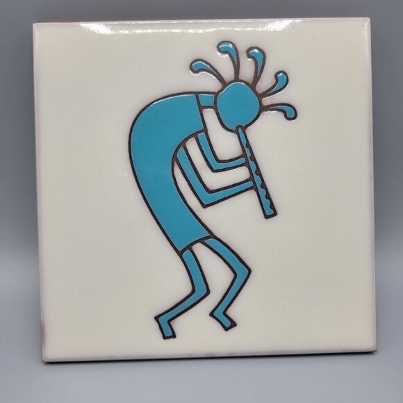 Vintage Kokopelli Ceramic Tile Trivet Wall Hanging Flute Dancer Handcrafted USA - Picture 4 of 8